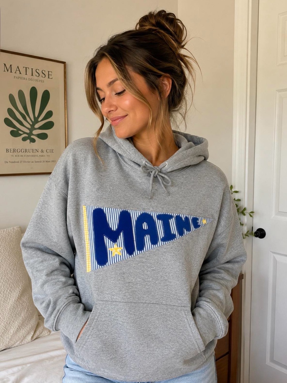 MAINE pennant Sweatshirt school sports business name bridal up to 6 letters